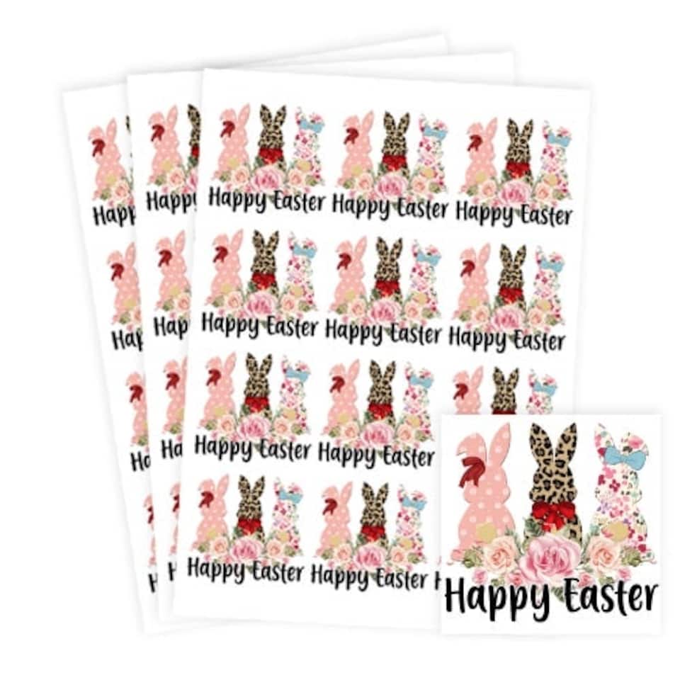image 1 of Happy Easter Square Stickers 65mm - Sheet of 12