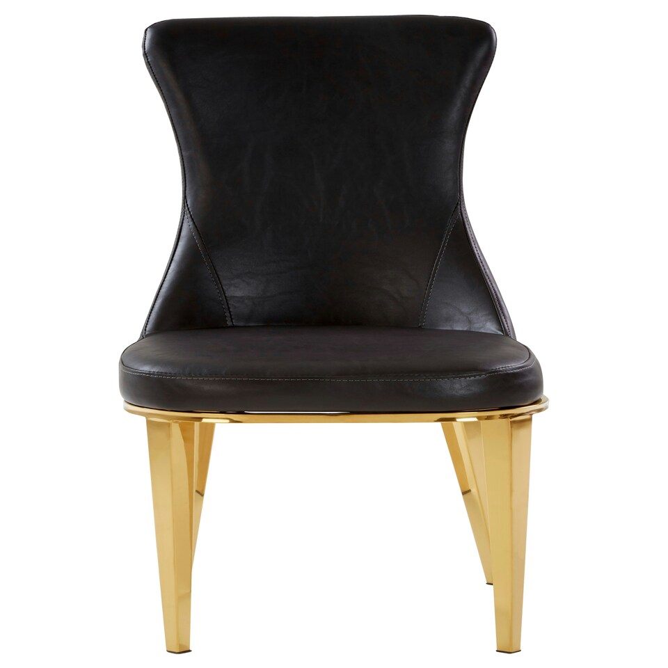 image 1 of Interiors by Premier Black Leather Dining Chair, Effortless Cleaning Lounge Chair for Living Room, Space-Saving Dining Chair
