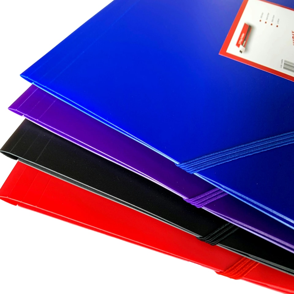 image 1 of Janrax A4 Black 3 Flap Folder with Elasticated Closure