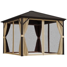 Outsunny 3x3(m) Hardtop Gazebo Outdoor Shelter with Aluminium Frame | Brown | Bronze Tone, Brown | 298 x 298 x 260cm | 1