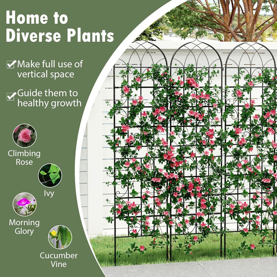 image 1 of COSTWAY 2 Pack Garden Trellis Metal Trellis for Climbing Plants