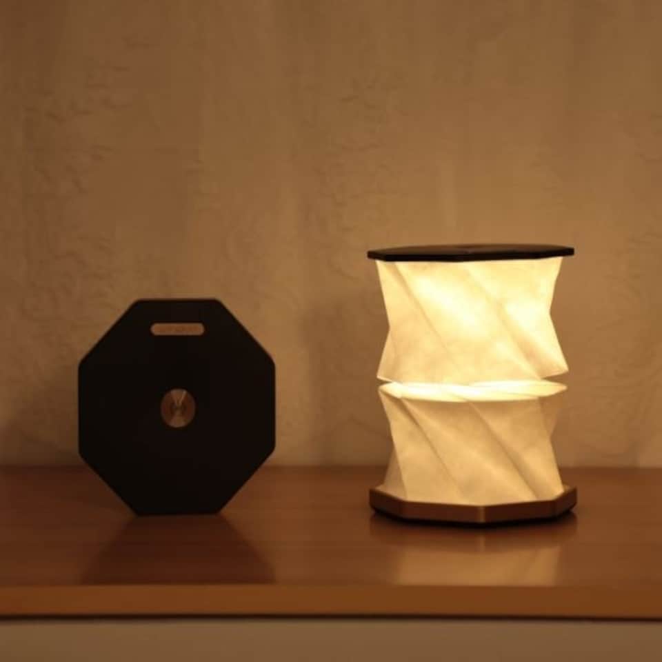 image 1 of Gingko LED Twist Hexagon Lamp Black