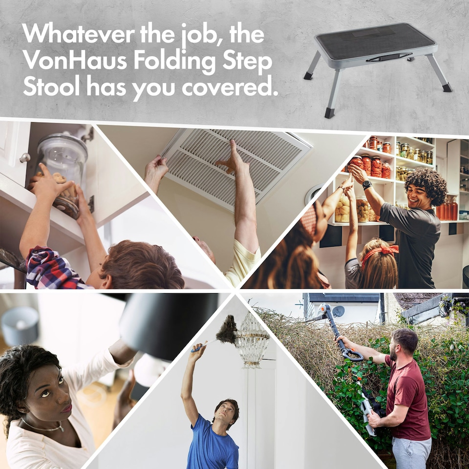 image 1 of VonHaus Lightweight Folding Step Stool with Anti Slip Feet
