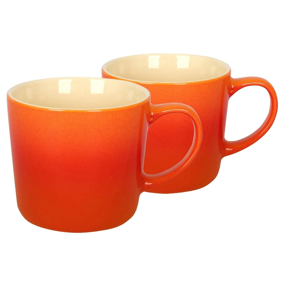 image 1 of Argon Tableware New Bone China Mugs - 330ml - Orange Ombre - Pack of 2 Orange