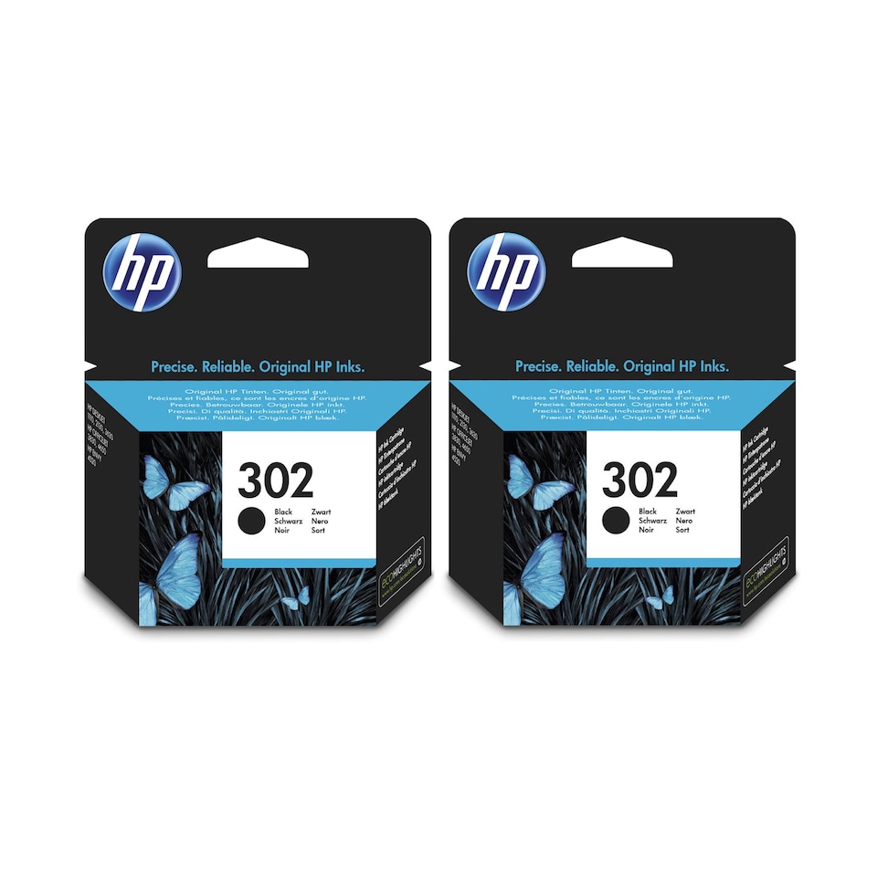 image 1 of 2x HP 302 Black Genuine Ink Cartridges