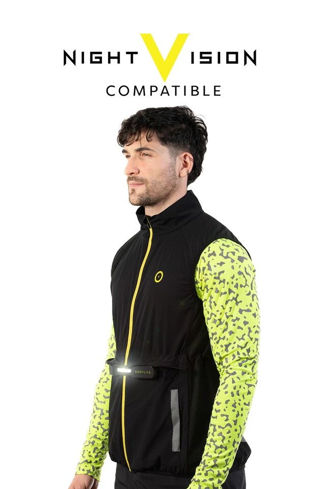 image 1 of Bodylite Nightvision Reflective Gilet, High Visibility Outdoor Sports, Cycling, Running Vest, Water Resistant, Optimal Ventilation, Neon Yellow, Medium