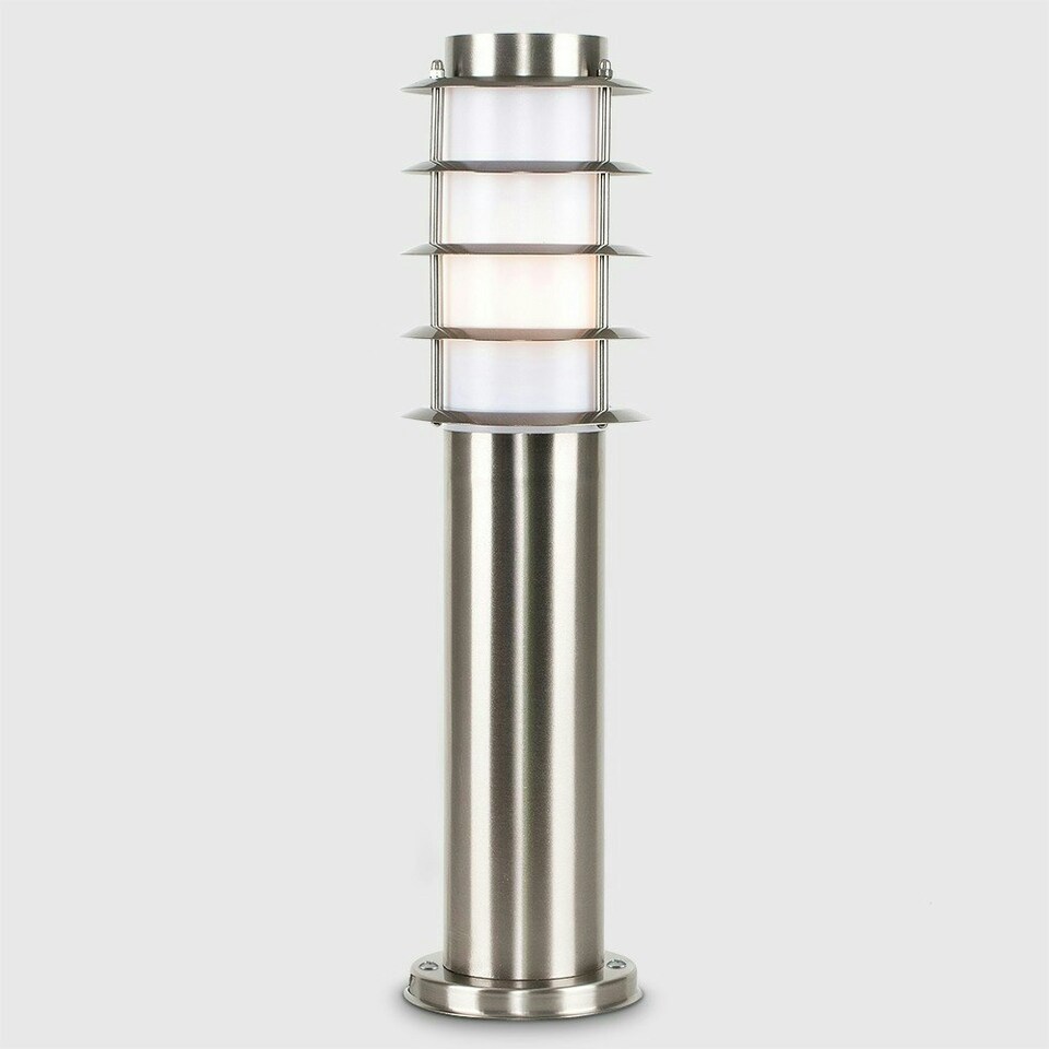 image 1 of ValueLights Wharf Bollard Silver Outdoor Bollard Light Chrome