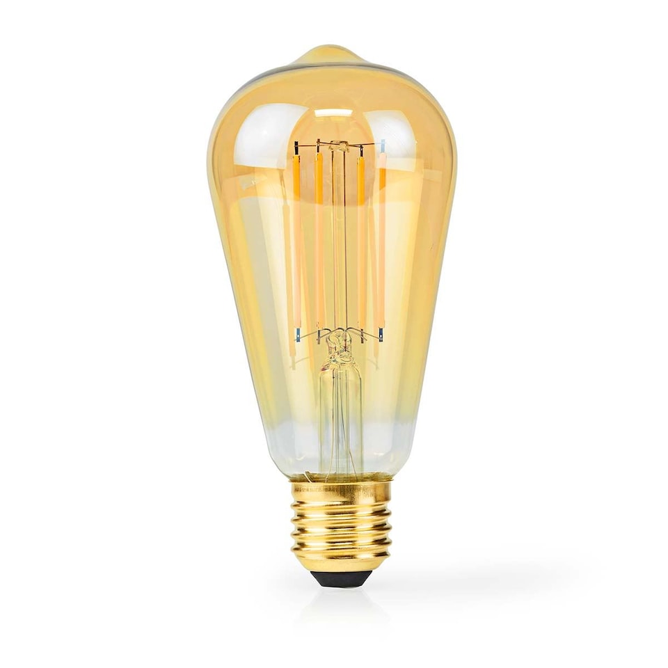 image 1 of Nedis Retro Vintage LED 4.9W Edison Style Straight Filament ST64 Light Bulb E27, 470 lm, Dimmable, Extra Warm White