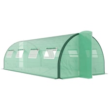 Outsunny Tunnel Greenhouse, Upgraded Structure, Hinged Doors, 6 x 3(m), Green