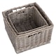 image 4 of Set of 2 Square Antique Wash Unlined Storage Basket | Brown | Brown | Not provided