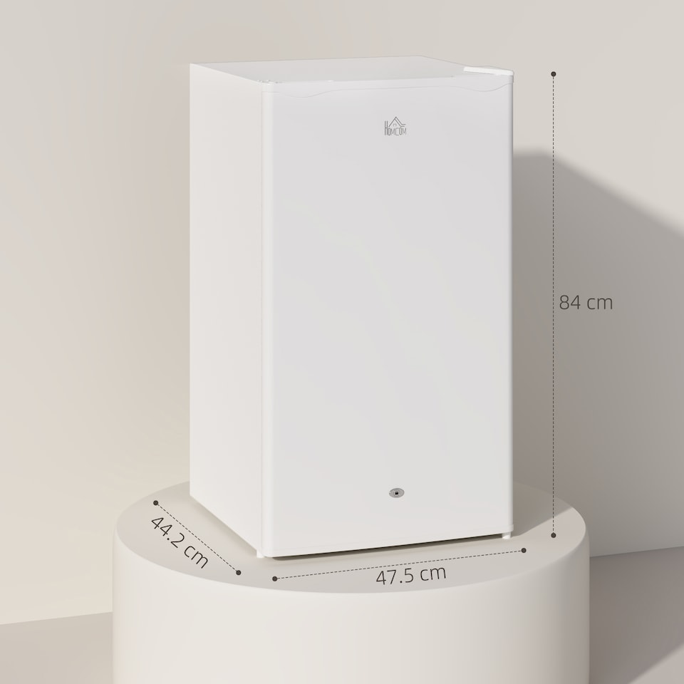 image 1 of HOMCOM 91L Freestanding Under Counter Fridge with Lock White | White