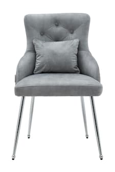 Living and Home Velvet Tufted Dining Chair with Cushion - Grey