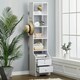 image 3 of Living and Home 5-Tier Slim Storage Shelving Unit with Lockable Drawer - White