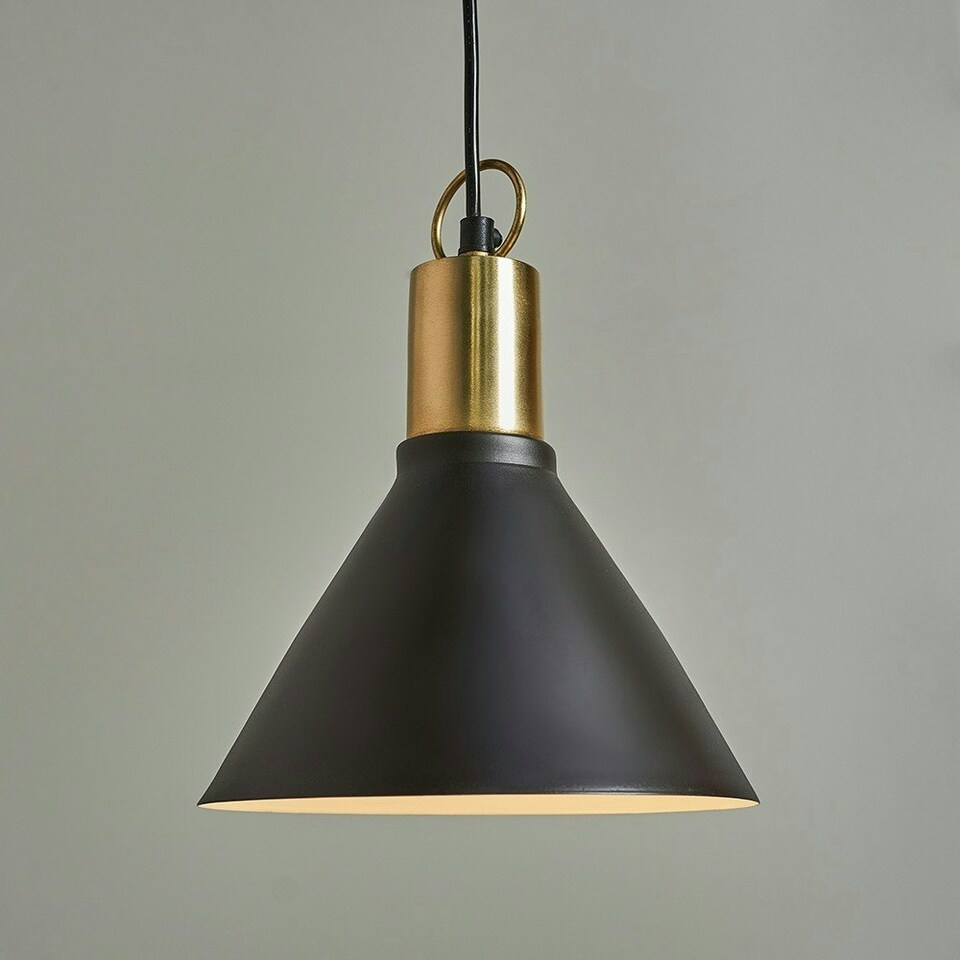 image 1 of ValueLights Nowek Matte Black Pendant Light and E27 Pear LED 4W Warm White 2700K Bulb