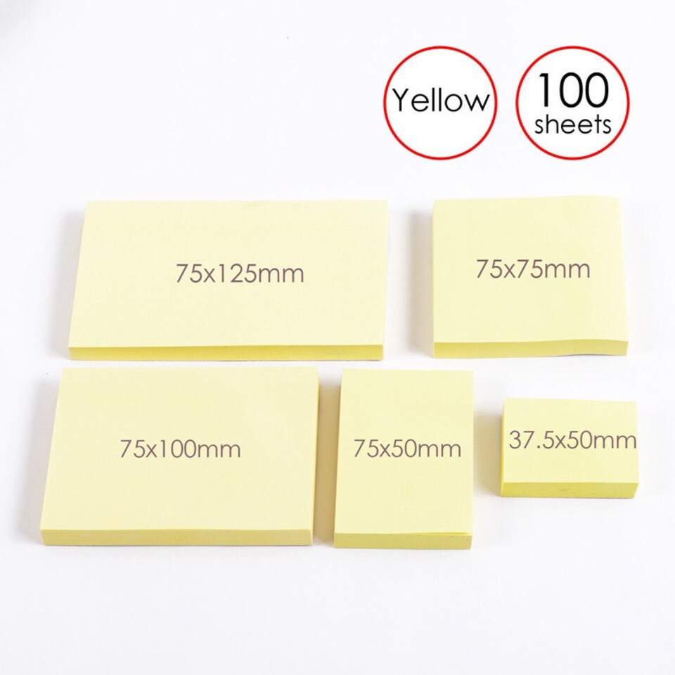 image 1 of Pack of 100 Self Sticky Notes 75x75mm Yellow