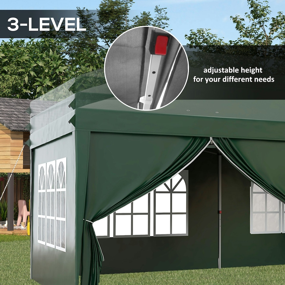 image 1 of Outsunny 3 x 6m Pop Up Gazebo Party Tent Canopy Marquee with Storage Bag Green