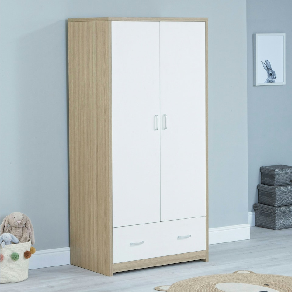 image 1 of Babymore Luno Veni Wardrobe - White Oak White | Natural