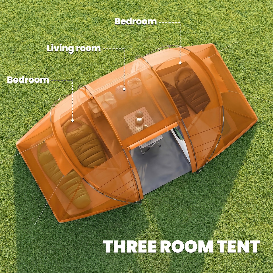 image 1 of Outsunny 4 Person Camping Tent Dome Family Travel Group Hiking Room Fishing