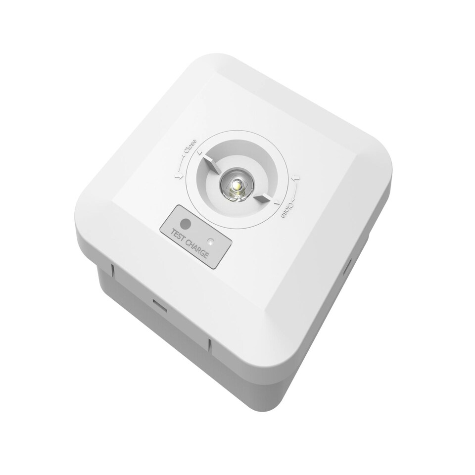 image 1 of CGC Surface Mount Square White IP65 Emergency Downlight with Changeable Corridor and Open Area Lens White