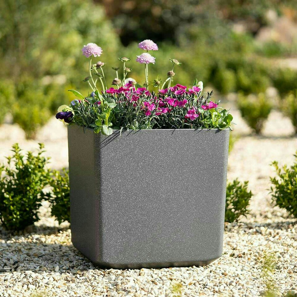 image 1 of Primrose Garden Cube Square Flower Pot Recycled Planter Grey 43 x 43 x 43 cm