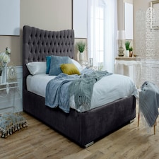 Magenta Ottoman Plush King Bed Frame - Steel