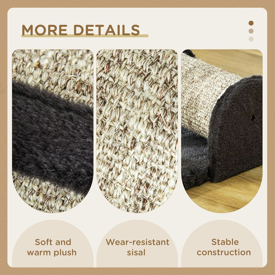 image 1 of PawHut Cat Scratcher Sisal Board with Roller Feather Toy, Grey