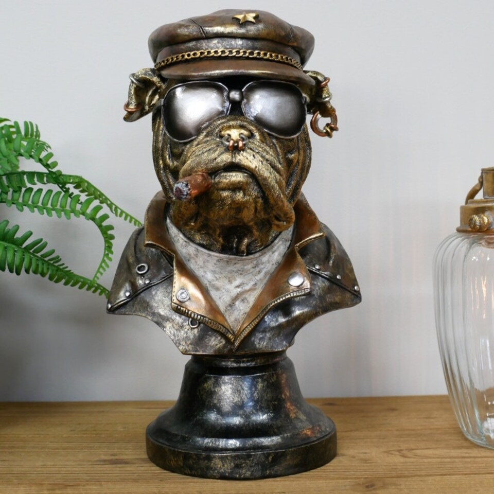 image 1 of Gifts Direct 2 U Smoking Bulldog Bust Ornament