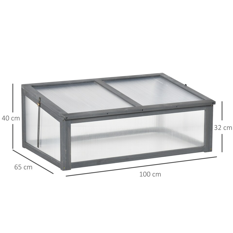 image 1 of Outsunny Square Wooden Outdoor Greenhouse for Plants PC Board 100 x 65 x 40cm