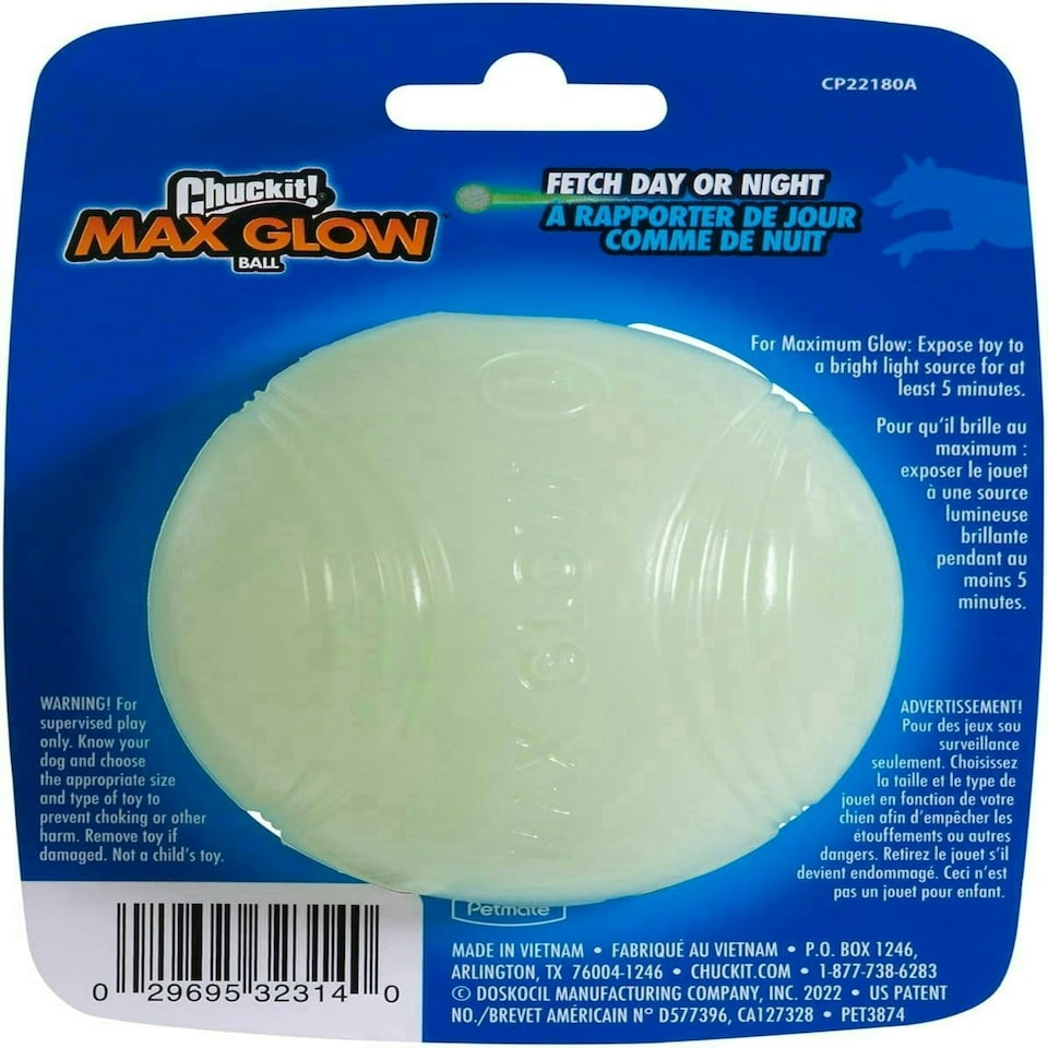 image 1 of Chuckit! Max Glow Dog Ball Glow In The Dark Light Up Ball Increased Visibility Fetch Dog Toy, Pack of 1, Large | Multi