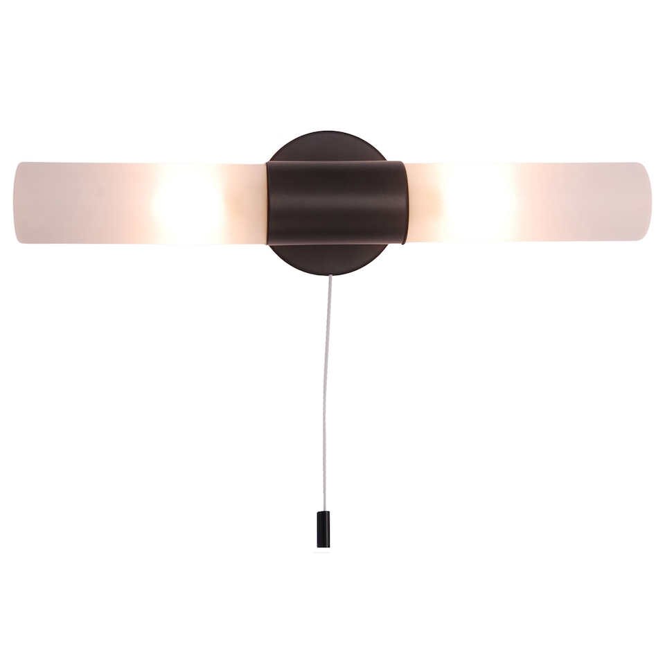 image 1 of Modern Black IP44 Rated Bathroom Wall Light Fitting with Tubular Glass Shades | Black