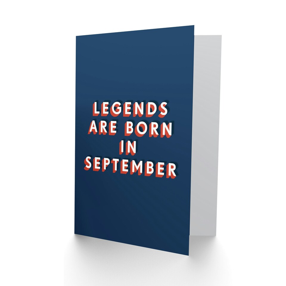 image 1 of Legends Are Born In September Bold Modern For Him Birthday Card