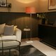 image 1 of ValueLights Large Brushed Chrome Curved Stem Marble Floor Lamp Coffee Table Standing Light - Blush Pink Velvet Shade + LED Bulb