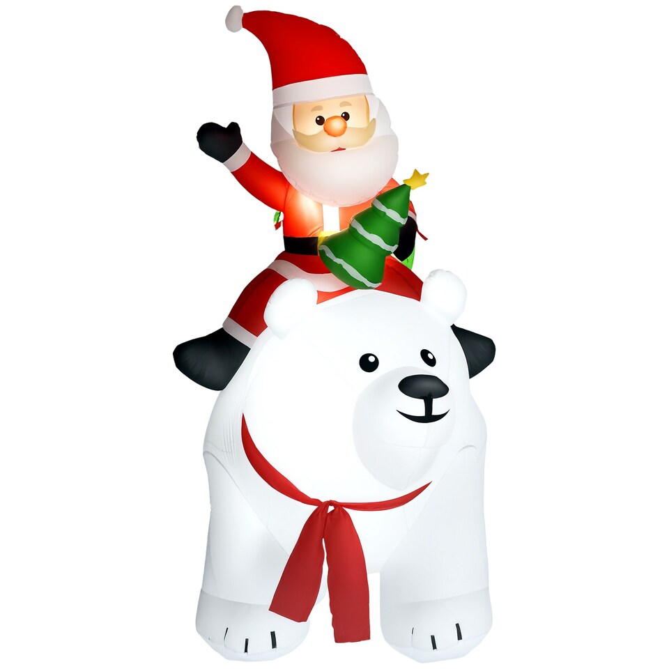 image 1 of Outsunny 6.6FT Christmas Inflatable Santa Claus Riding on Polar Bear, Christmas Blow Up Outdoor LED Display for Garden Party