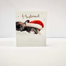 For My Husband Cute Puppies Design Christmas Card
