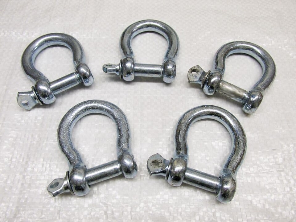 Bow Shackle Screw Pin Galvanised 10MM X5 (Commercial Chain Connector Caravan Tether)
