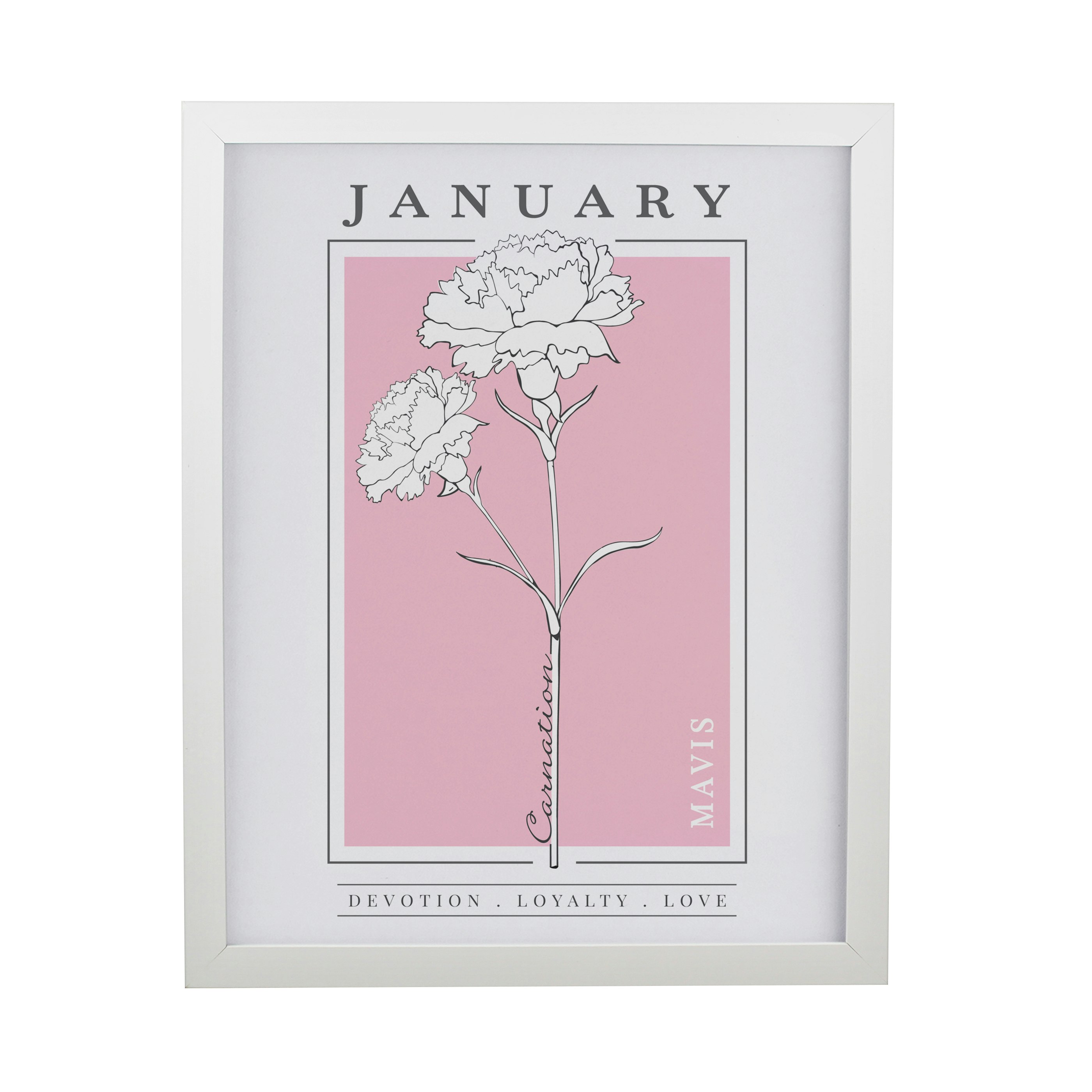 Personalised Birth Flower White Poster Frame White One Size