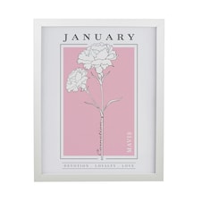 Personalised Birth Flower White Poster Frame | White | One Size