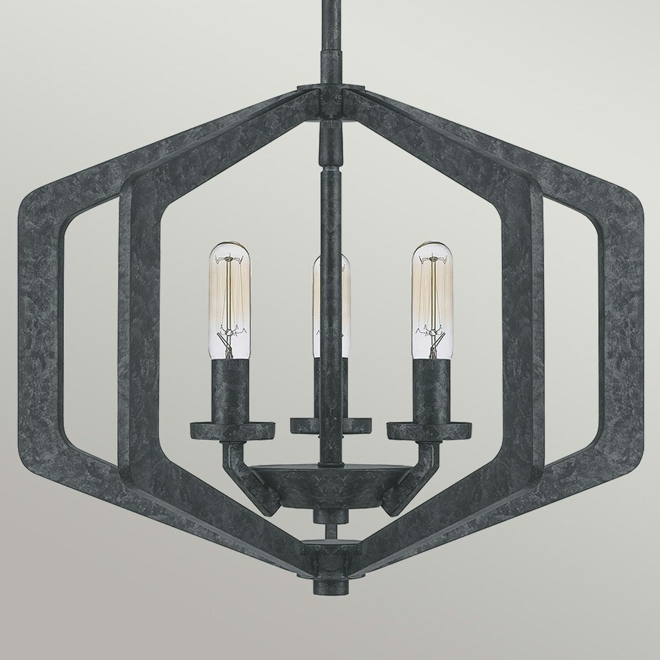 image 1 of Quoizel Vanguard Wire Frame Pendant Ceiling Light Old Black