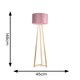 image 4 of ValueLights Lottie Natural Wood Tripod Floor Lamp Blush Pink Velvet Shade | Pink