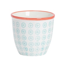 Nicola Spring Hand-Printed Plant Pot - 14cm - Turquoise Blue