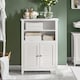 image 5 of SoBuy BZR13-W,Slim Bathroom Storage Cabinet with 2 Shelves & 2 Shutter Doors | White | White | 1