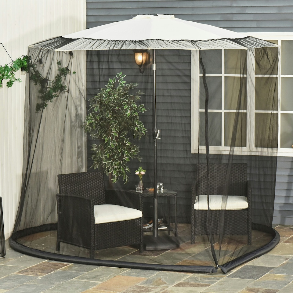 image 1 of Outsunny 2.3m Garden Umbrella Parasol Table Screen Bug Netting Cover