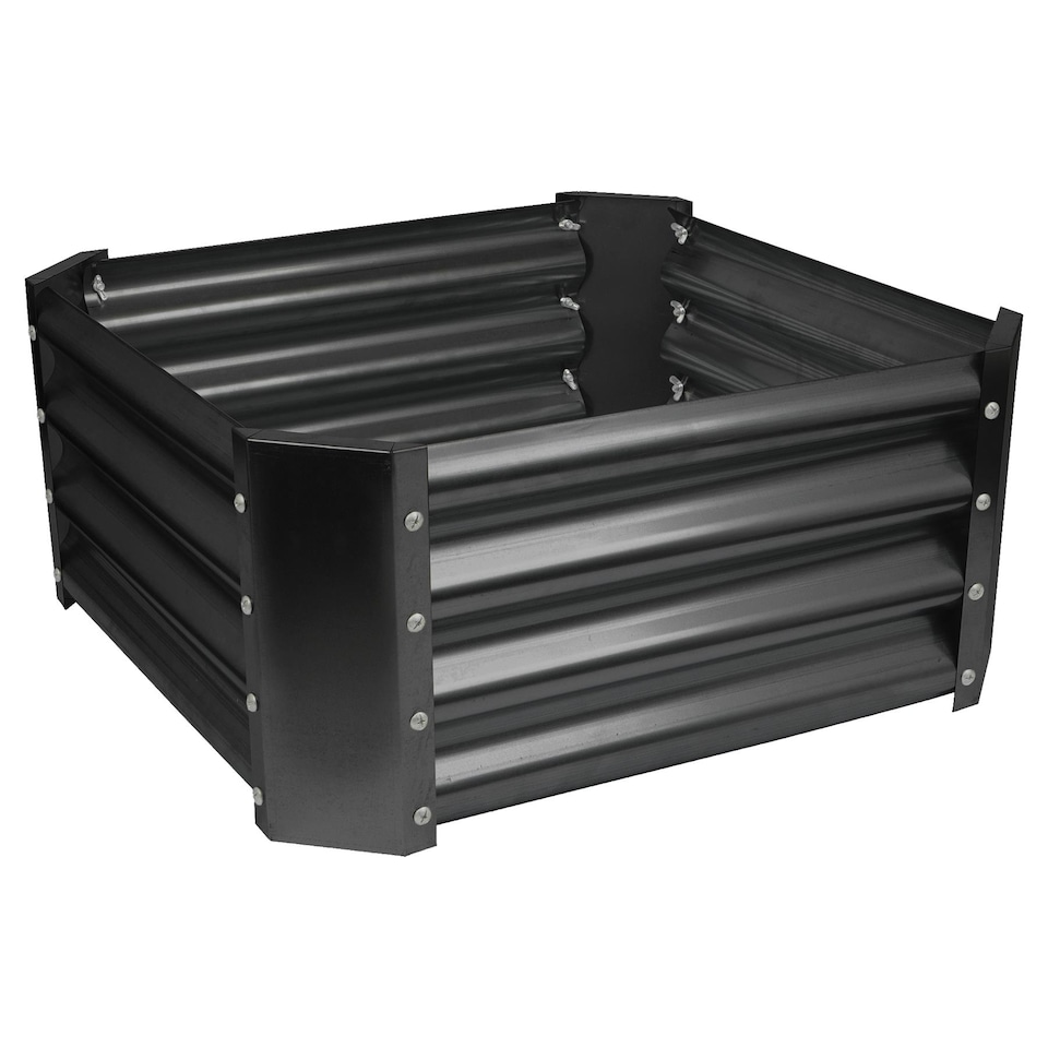 image 1 of Harbour Housewares Square Galvanised Steel Raised Garden Bed - 60cm x 60cm - Anthracite | Black | Anthracite