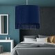 image 5 of First Choice Lighting Set of 2 Tassel Navy Blue Velvet with Chrome Inner Easy Fit 25cm Pendant Shades Blue | Chrome