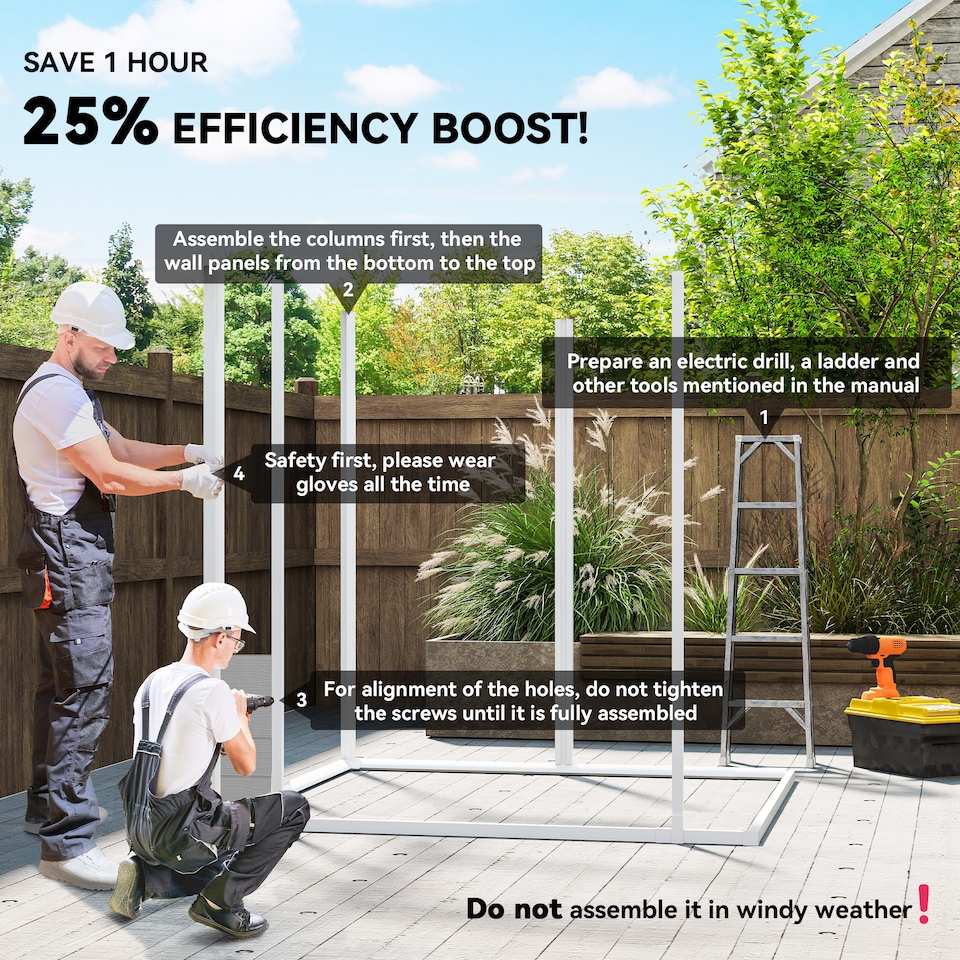 image 1 of Outsunny 6 x 5ft Garden Shed, Plastic Shed with Floor, Window, Lockable Doors and Vents, Wood Effect Resin Tool Shed for Outdoor Patio, Light Grey | Grey | 1