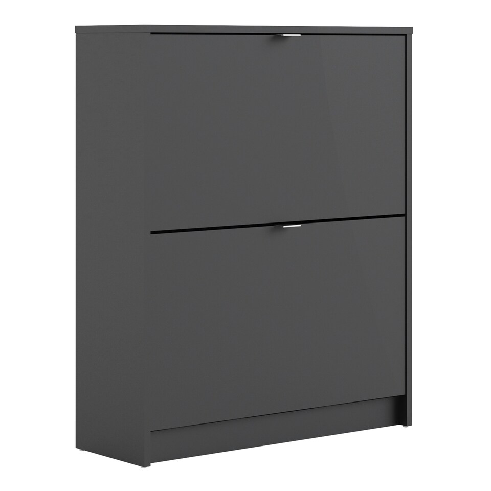 image 1 of Shoes Shoe Cabinet 2 Flip Down Doors and 2 layers in Matt Black