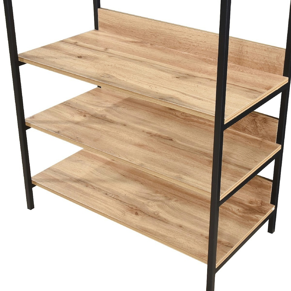 image 1 of Alva Open Wardrobe with 4 Shelves Brown | Oak