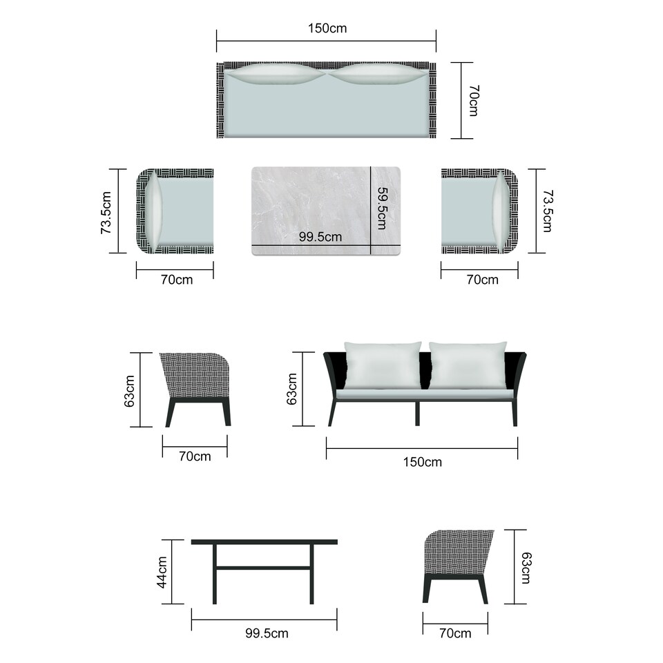 image 1 of Groundlevel 4 Piece Woven Grey Furniture Set