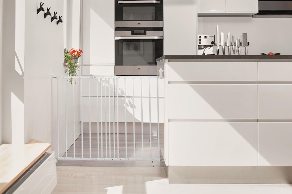 image 1 of Safetots Extra Narrow Stair Gate, White, 56.5cm - 81.5cm, Safety Gate for Toddler, Safety Barrier for Baby