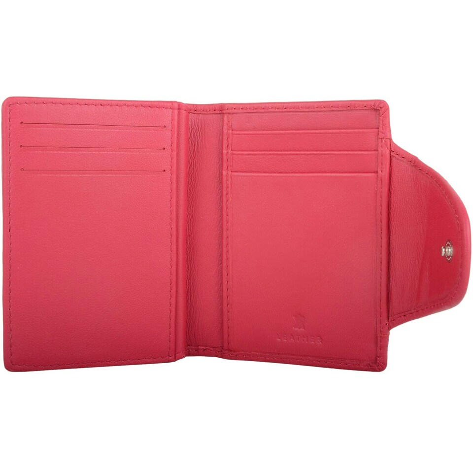 image 1 of Slim Line Genuine Soft Leather RFID Protected Credit Card Holder Purse Pink | Watermelon